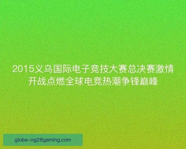 2015义乌国际电子竞技大赛总决赛激情开战点燃全球电竞热潮争锋巅峰 2015义乌国际电子竞技大赛总决赛激情开战点燃全球电竞热潮争锋巅峰
